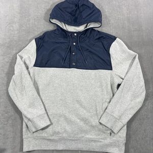 Nautica Mens‎ XXL Quarter 1/4 Snap Hoodie Sweatshirt Colorblock Gray Blue